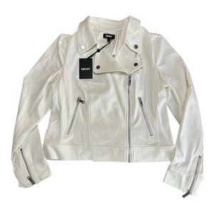 DKNY Ivory Moto Jacket NEW with tags Women’s Size Medium Stretch